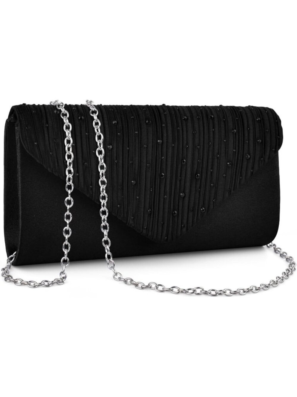 Women's Black Evening Clutch Bags Sparkling Shoulder Envelope Party Handbags